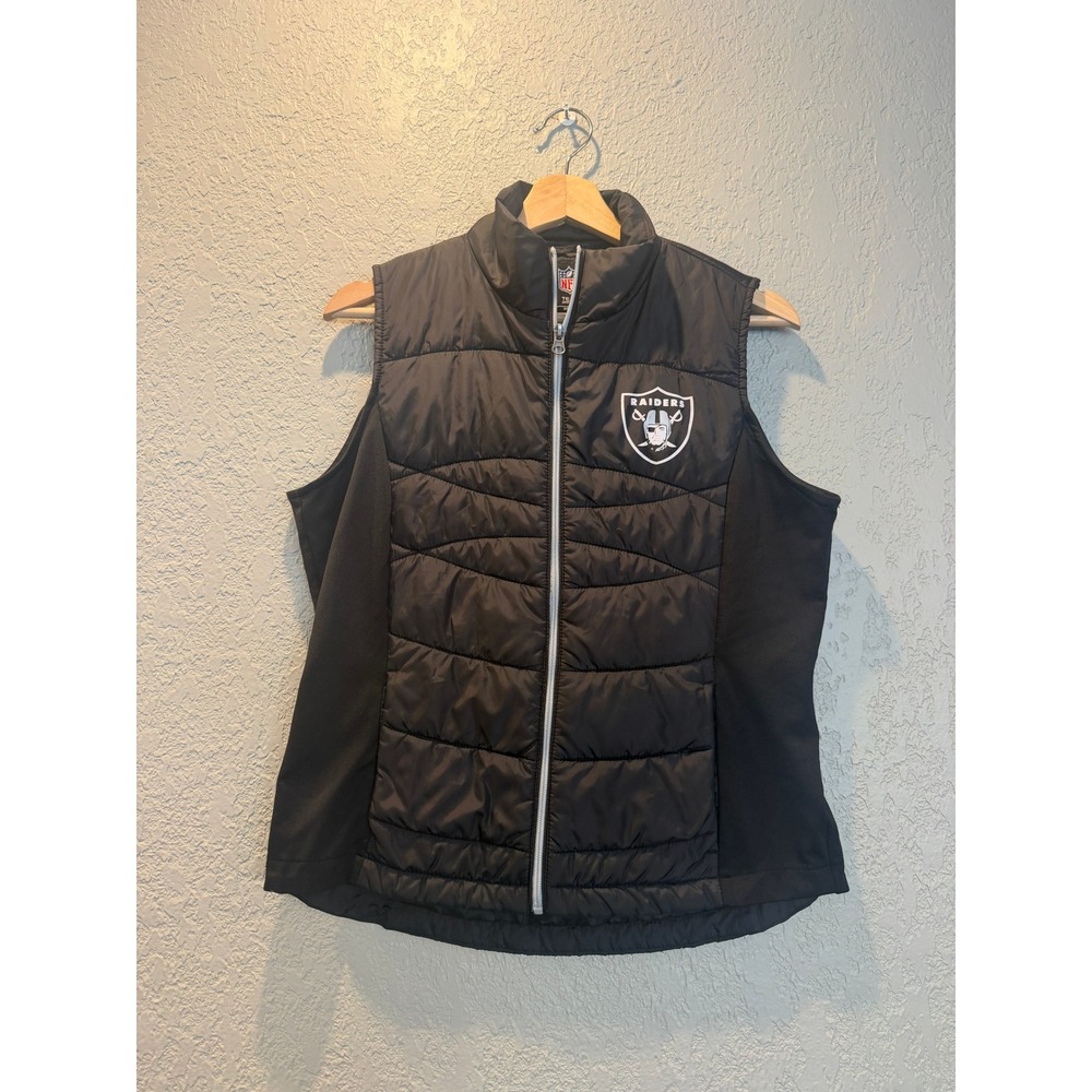 NFL Team Apparel Las Vegas Raiders Womens Black Quilted Puffer Vest Small